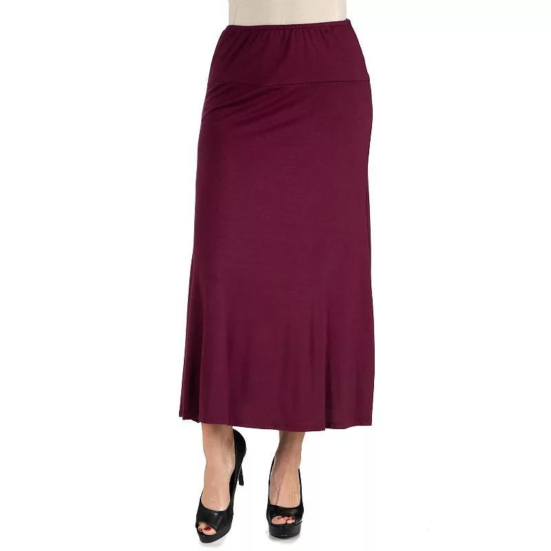 Womens 24seven Comfort Apparel Elastic Waist Midi Skirt Red product image