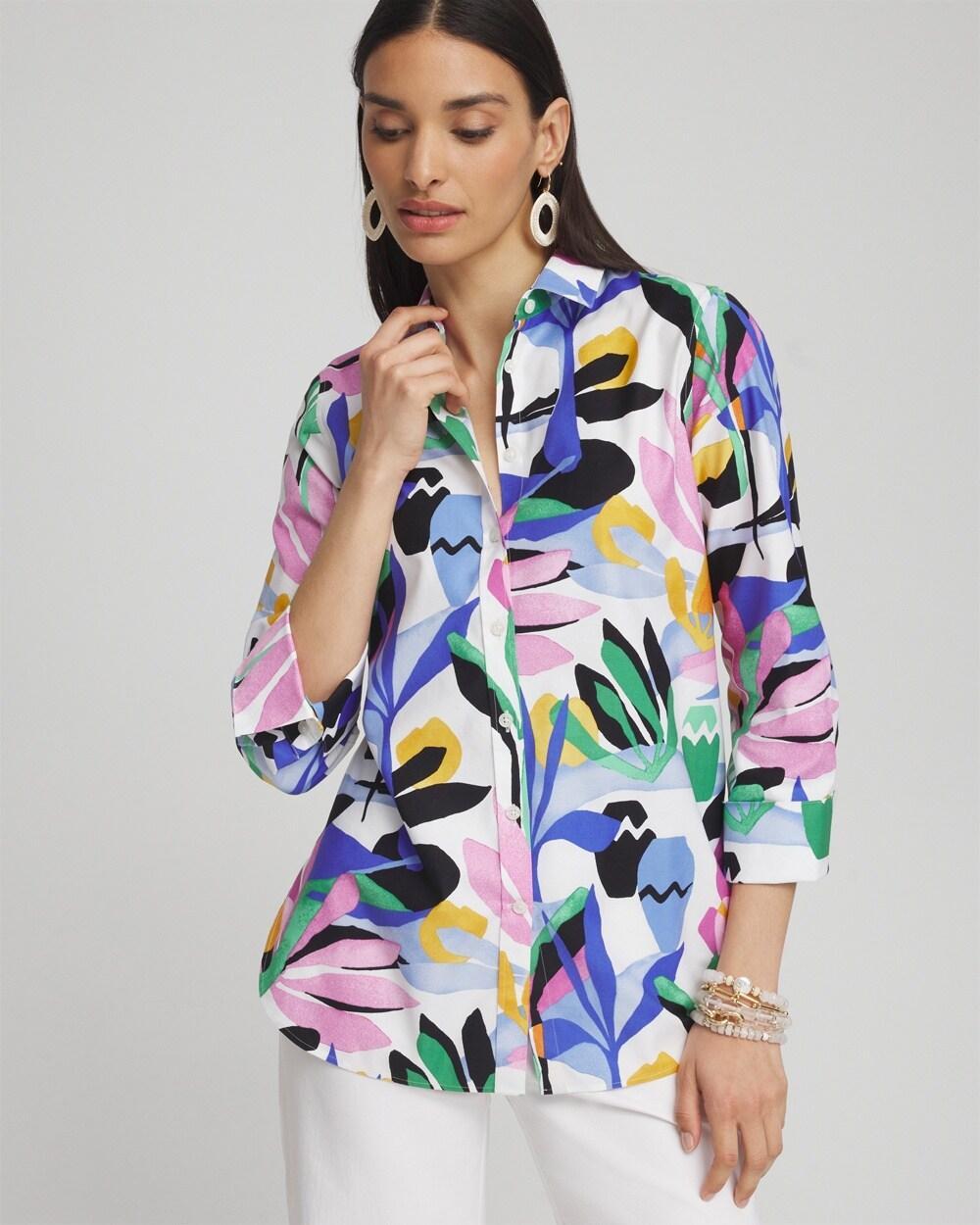 Women's No Iron Stretch Tropical Shirt Product Image