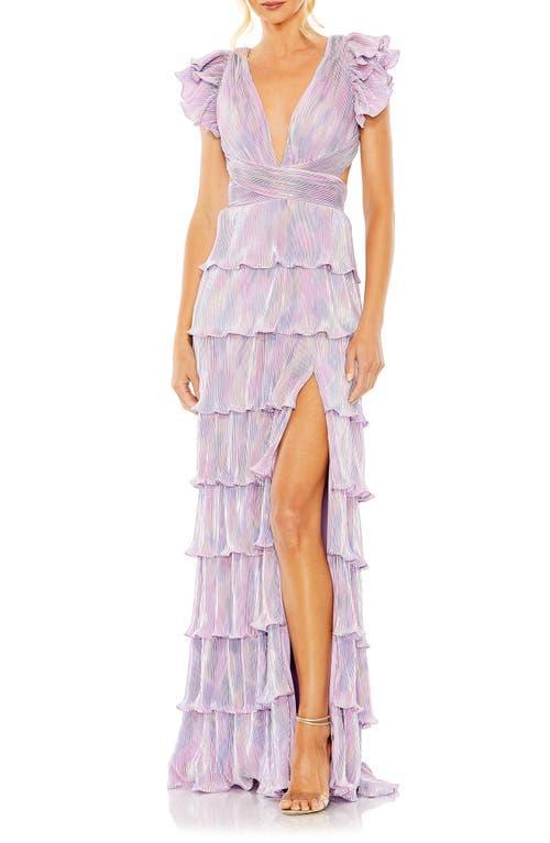 Ieena for Mac Duggal Cutout Ruffle Tiered Gown Product Image