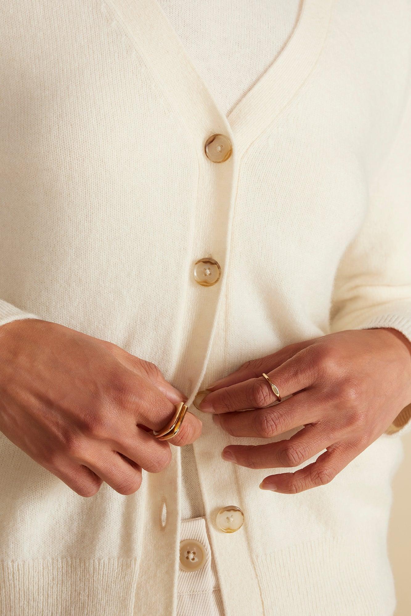 Mason Cashmere Cardigan - Ivory Product Image