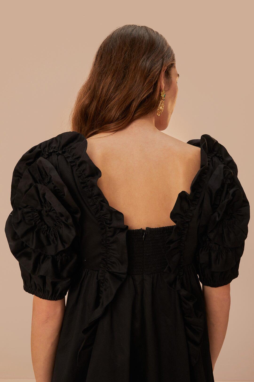 Black Ruffle Short Sleeve Mini Dress Product Image