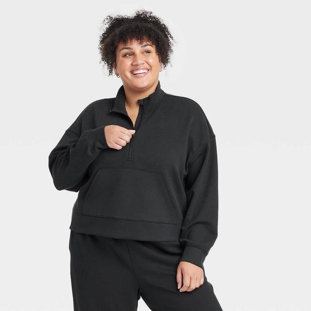 Womens Sandwash Ribbed 1/2 Zip Pullover - All In Motion Black XXL Product Image