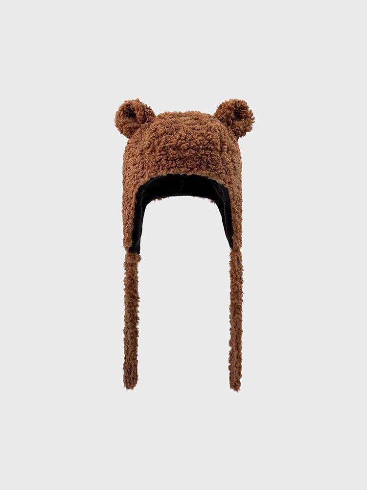 Plain Bear Ear Fleece Earflap Hat Product Image