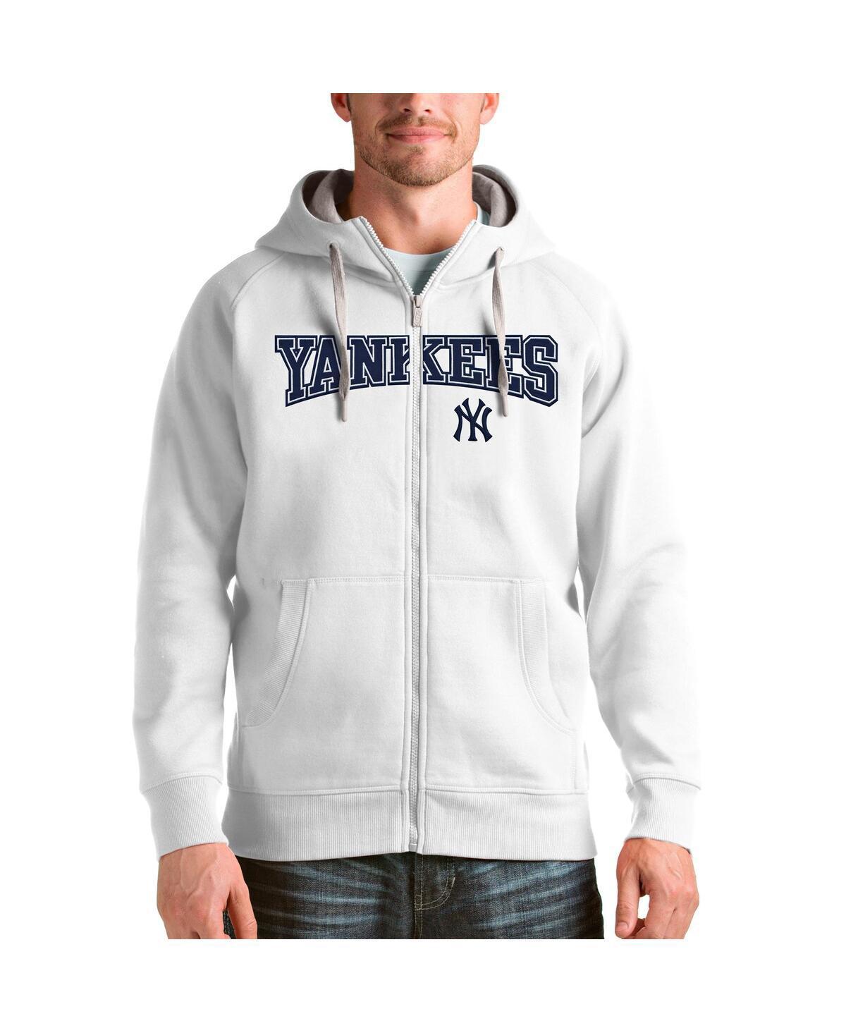 Antigua Mens White New York Yankees Team Logo Victory Full-Zip Hoodie Product Image