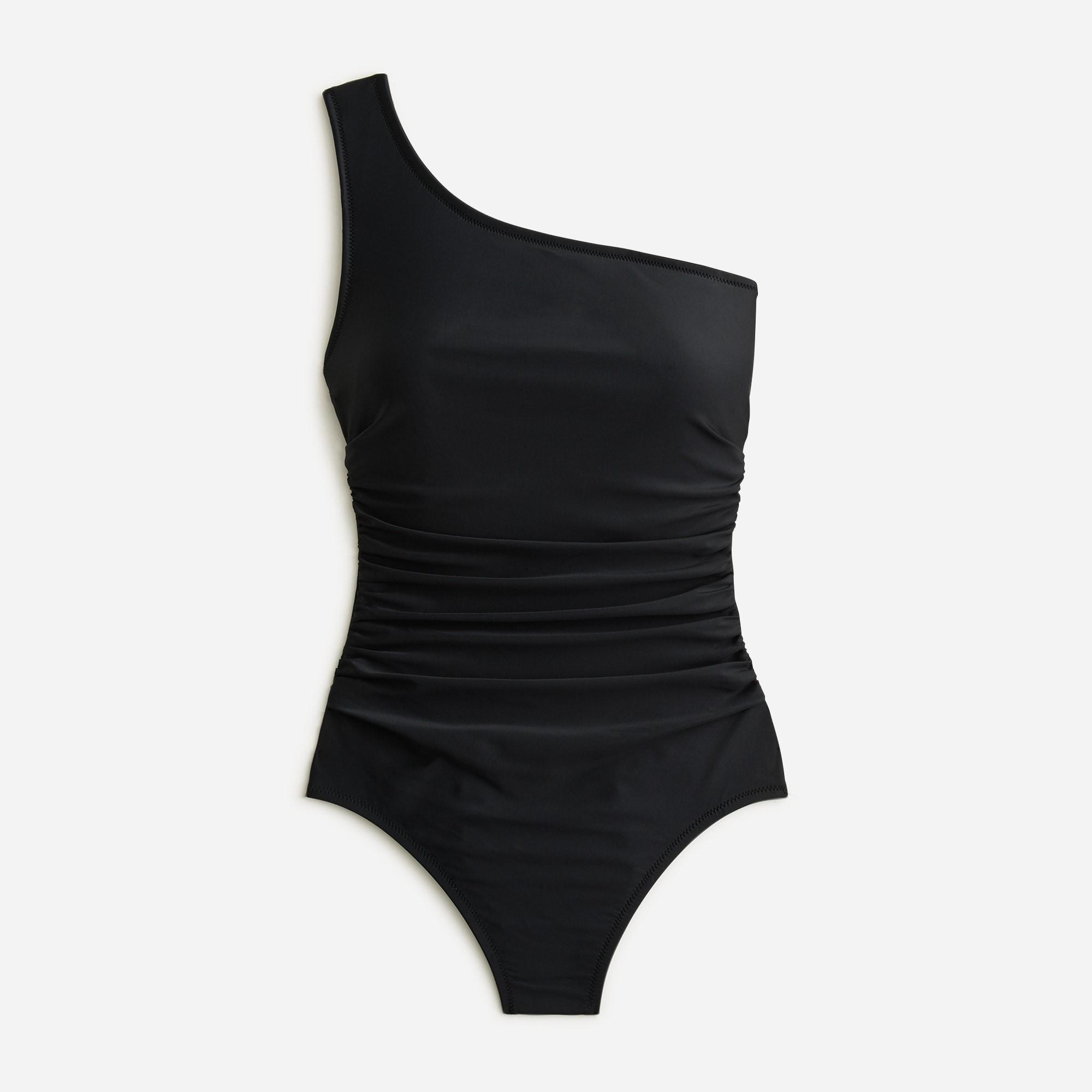 Sleek ruched one-shoulder one-piece swimsuit Product Image