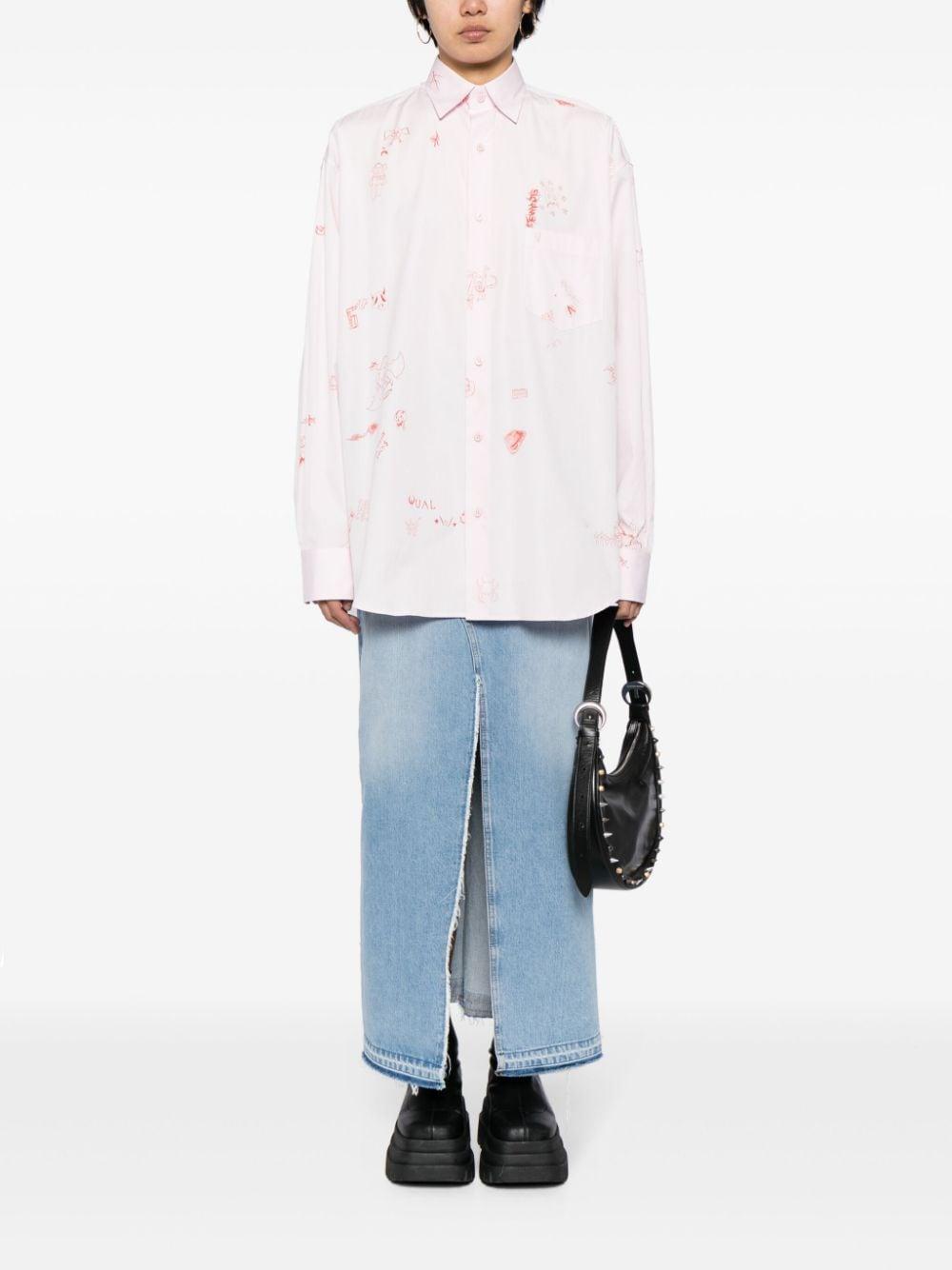 Printed Long-sleeve Shirt In Pink Product Image