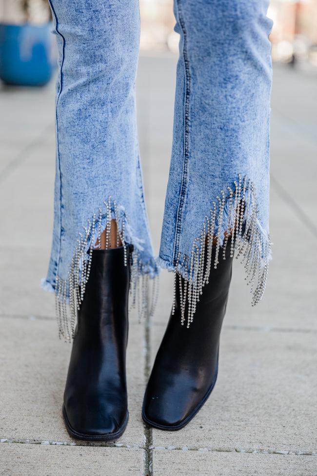 Still Bejeweled Diamond Fringe Flare Jeans FINAL SALE Product Image