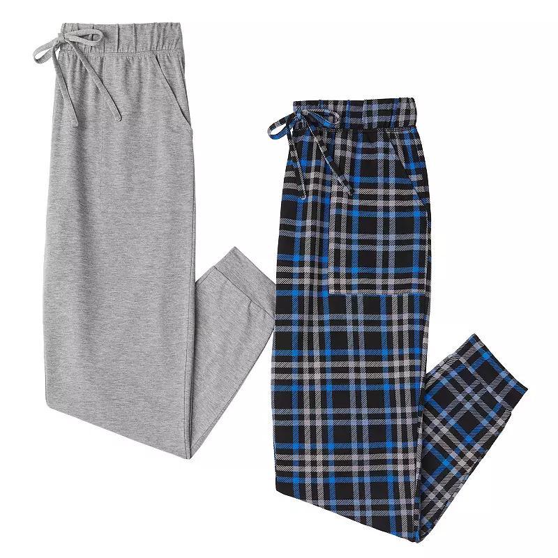 Mens Cuddl Duds 2-Pack French Terry Cuffed Bottom Pajama Pants Set Product Image