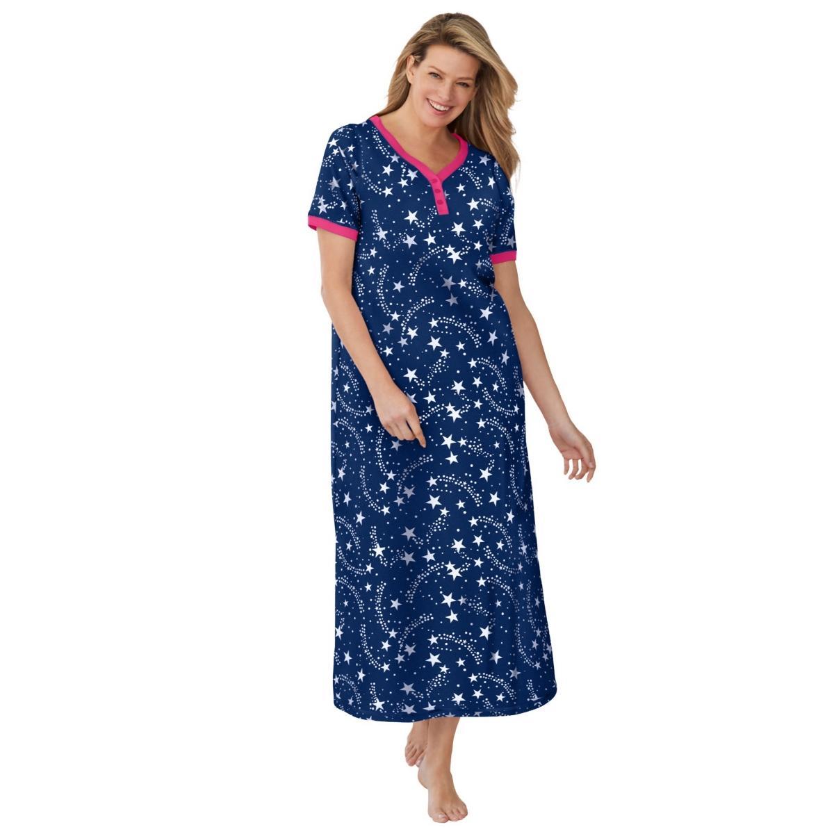 Dreams & Co. Womens Long Henley Sleepshirt Product Image