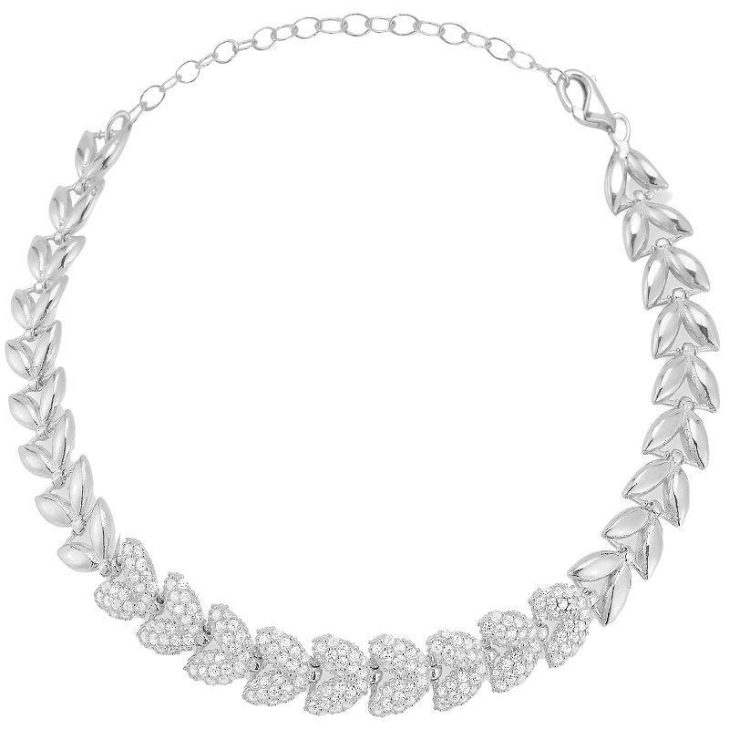 Sunkissed Sterling Cubic Zirconia Pave Chevron Bracelet, Womens Silver Tone Product Image