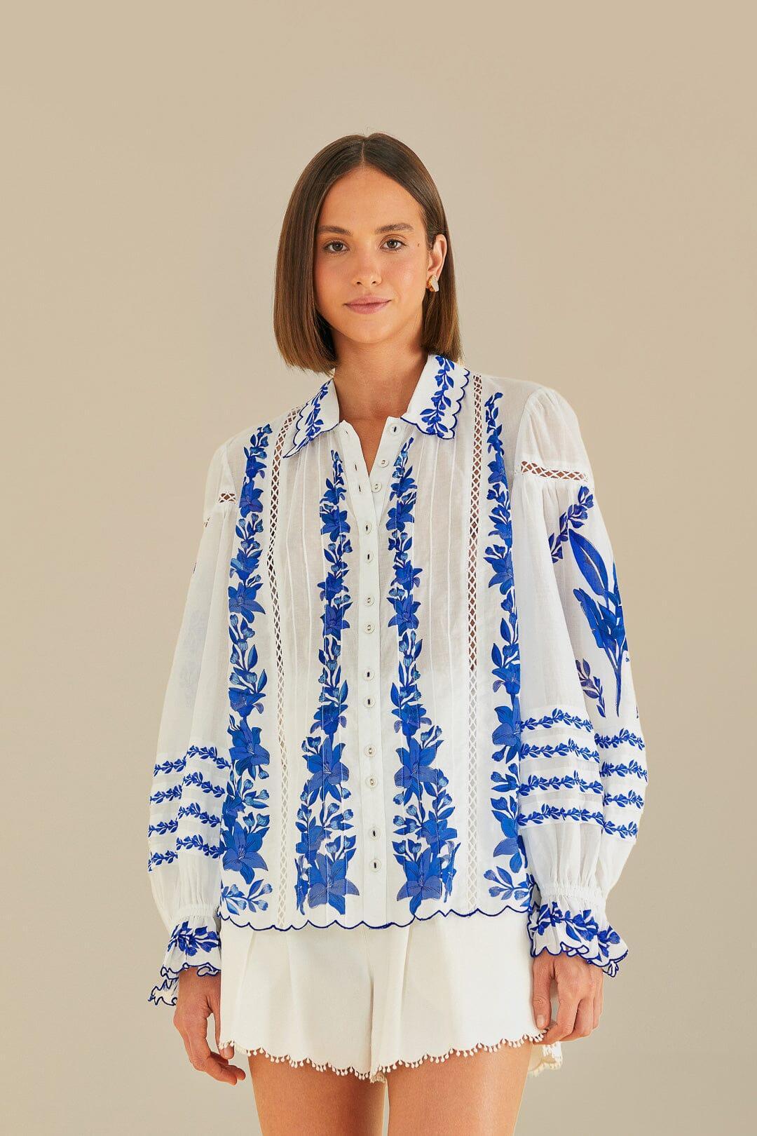 Off-White Blue Yard Blouse, BLUE YARD OFF-WHITE / XXS Product Image