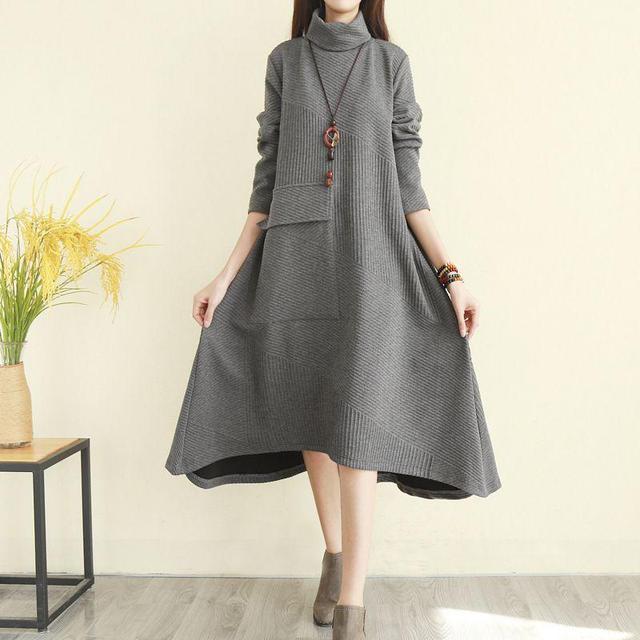 Turtleneck Midi A-Line Sweater Dress Product Image