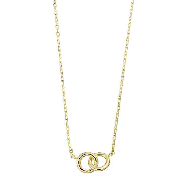 14k Gold Over Silver Interlocking Rings Necklace, Womens Gold Tone Product Image