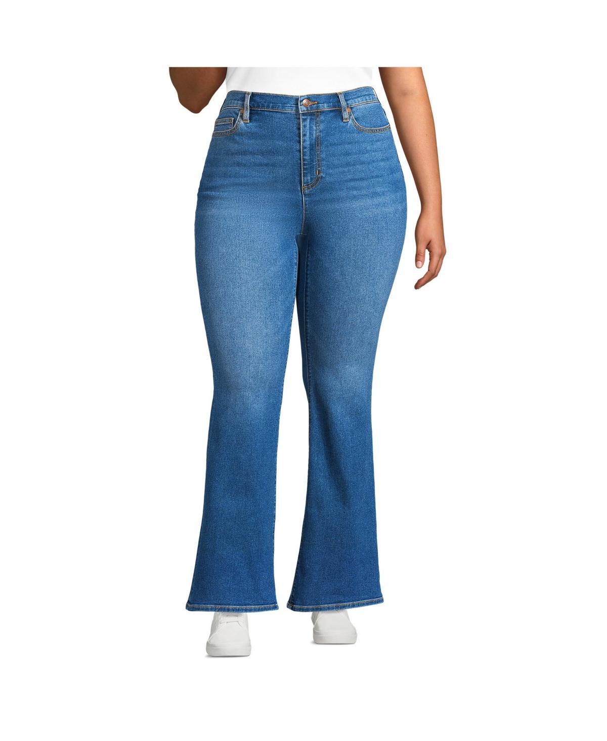 Lands End Womens Recover Denim High Rise Skinny Flare Jeans Product Image