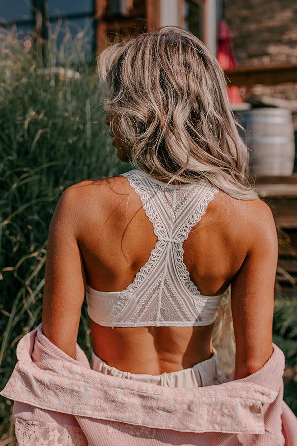 Flirty Nature Lace Racerback Bralette in Ivory Product Image