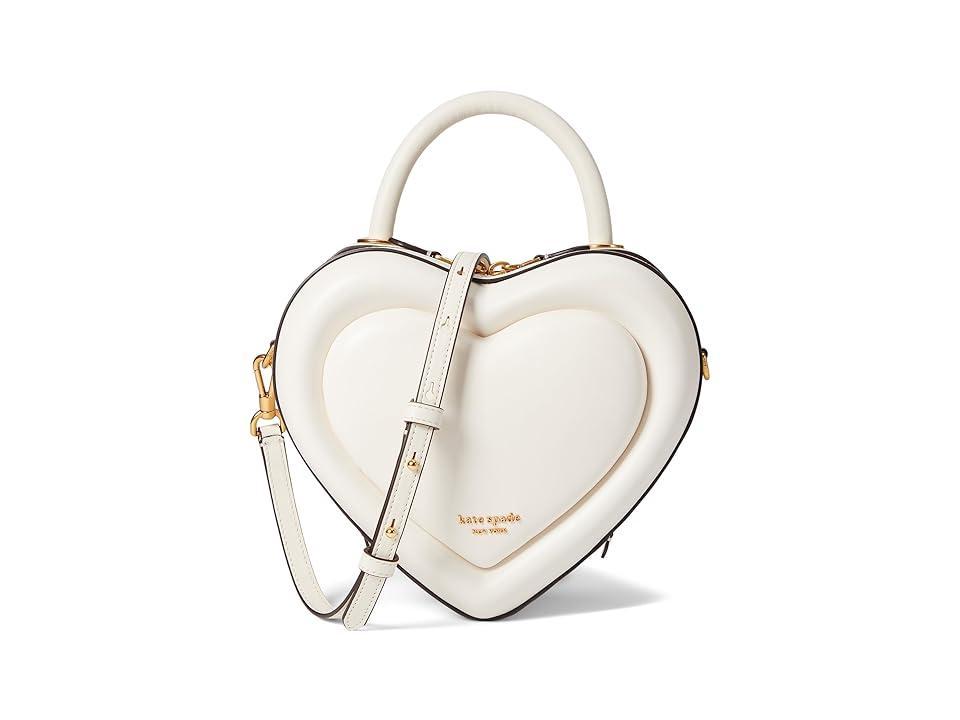 Kate Spade New York Pitter Patter Smooth Leather 3-D Heart Crossbody (Cream) Handbags Product Image