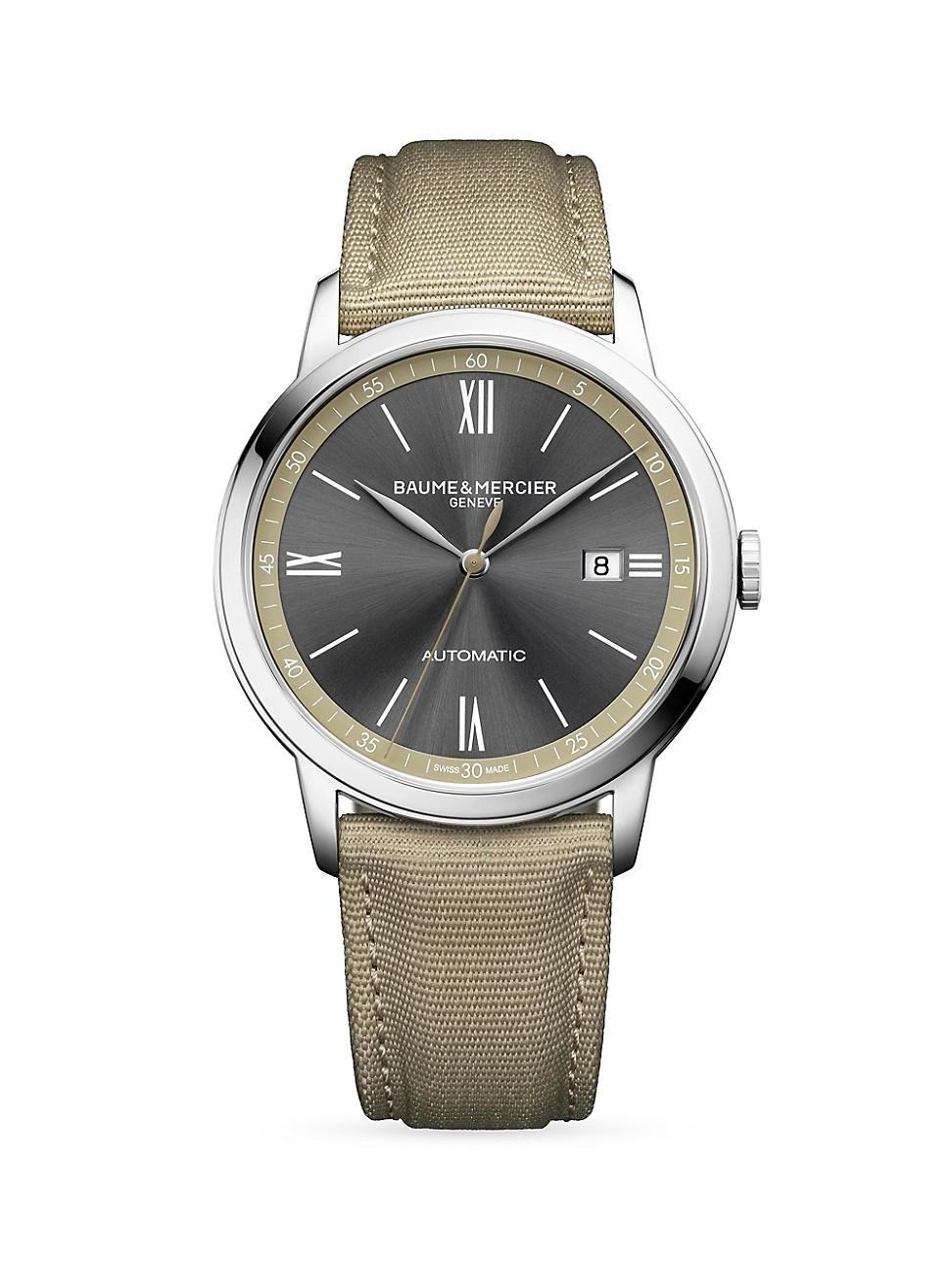 Mens Classima Stainless Steel & Canvas Watch Product Image