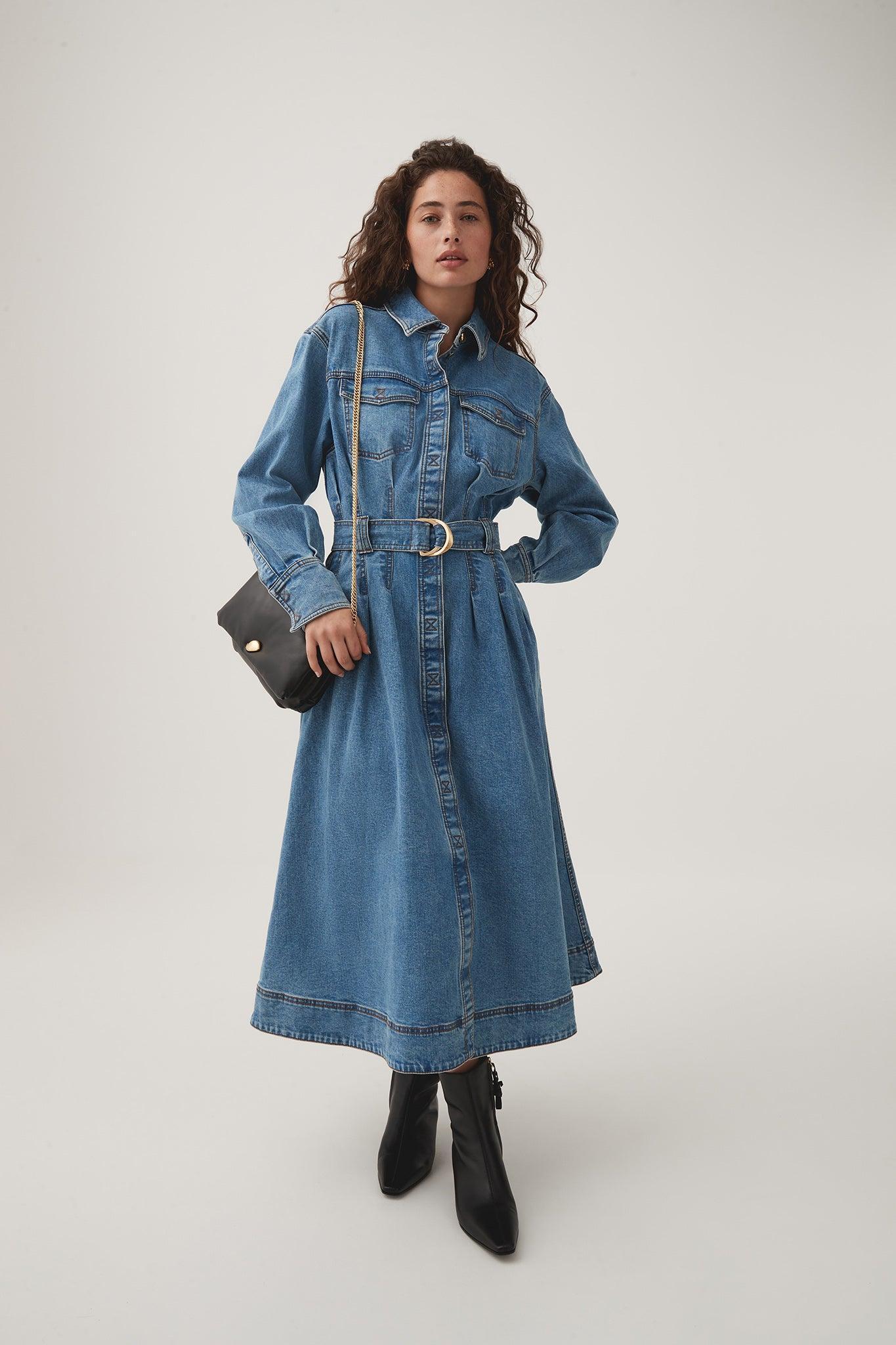 Aradia Denim Midi Dress Product Image