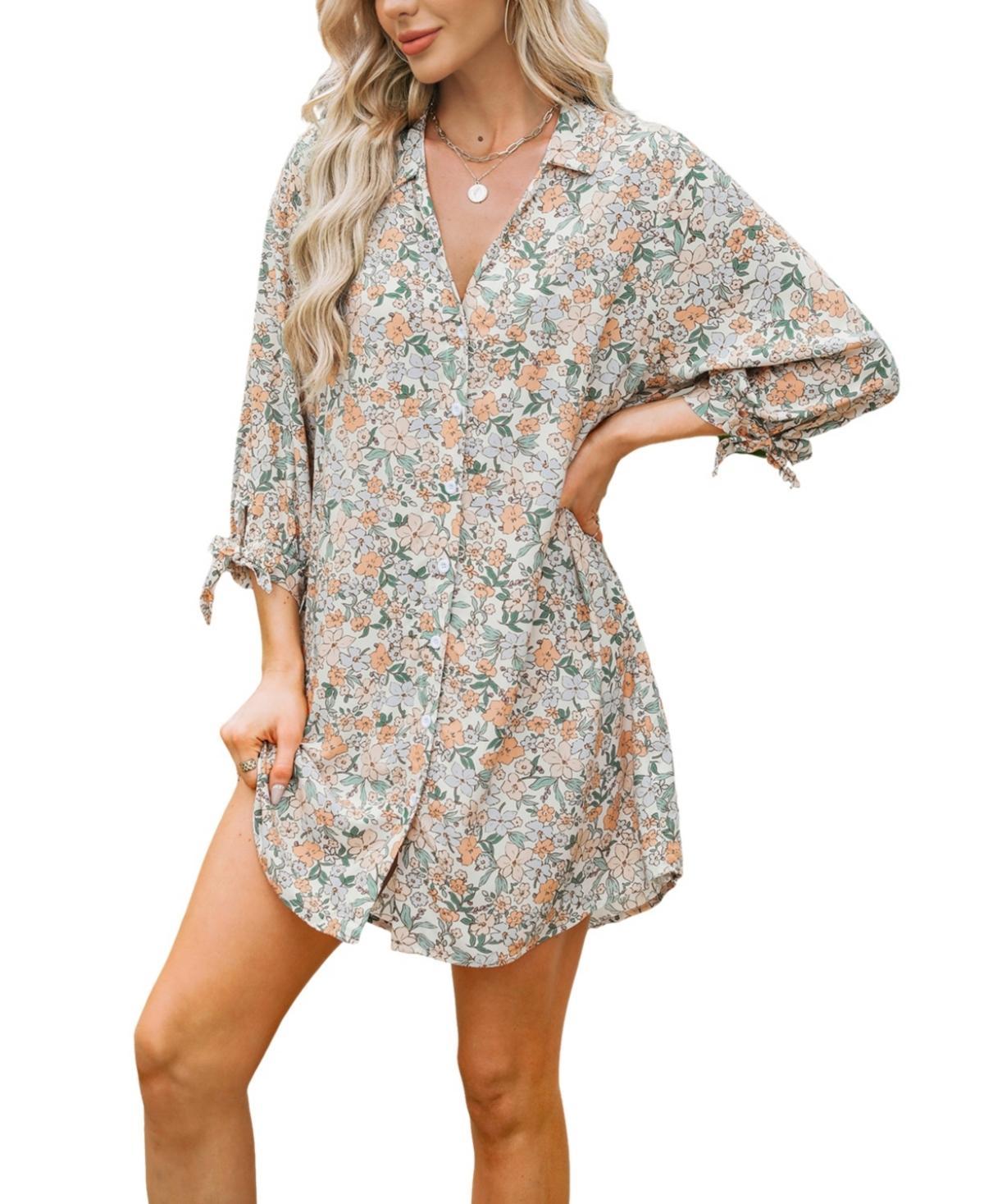 Womens V-Neck Button Front Cover-Up Dress Product Image