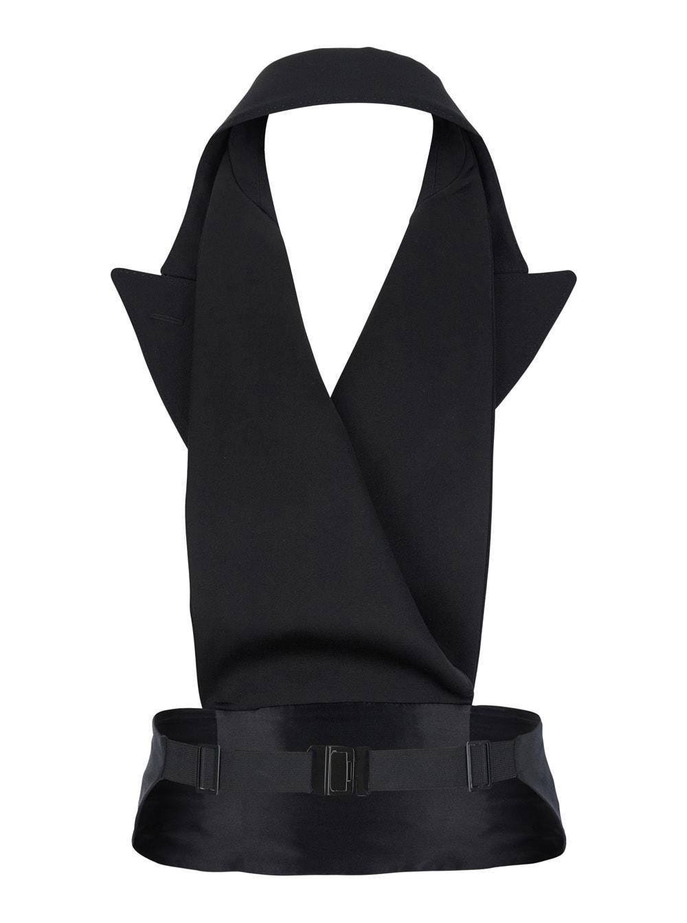 Double-breasted Bare Back Vest Gilet In Black Product Image