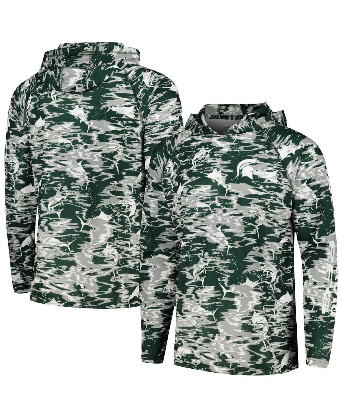 Mens Columbia Michigan State Spartans PFG Terminal Tackle Omni-Shade Rippled Long Sleeve Hooded T-Shirt Product Image