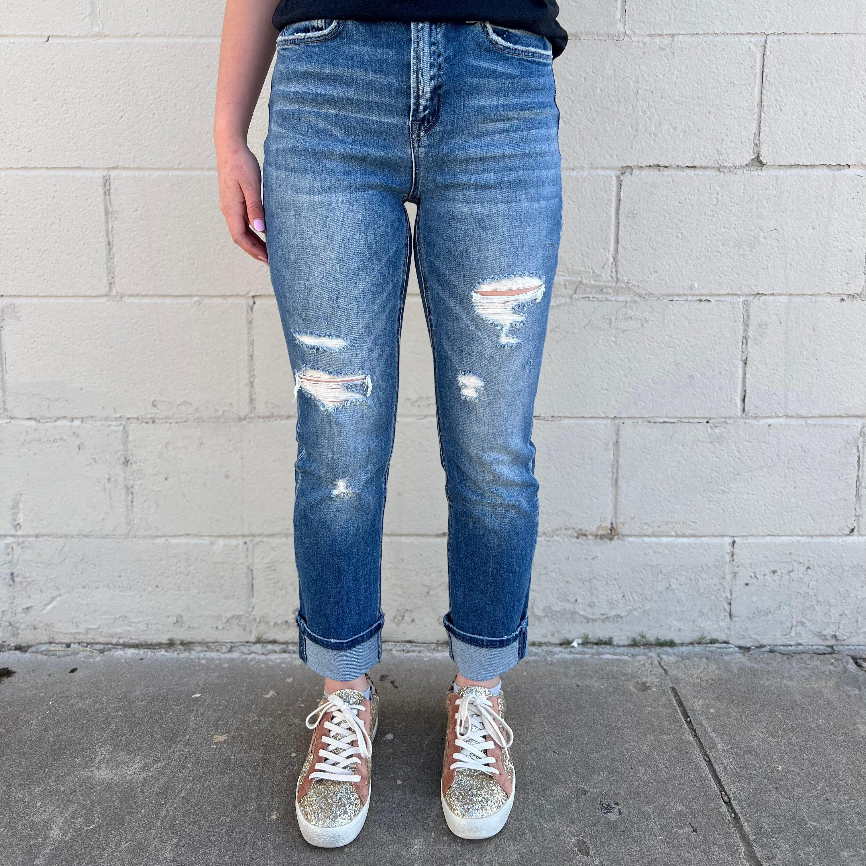 Cuffed Mom Denim Jeans Product Image