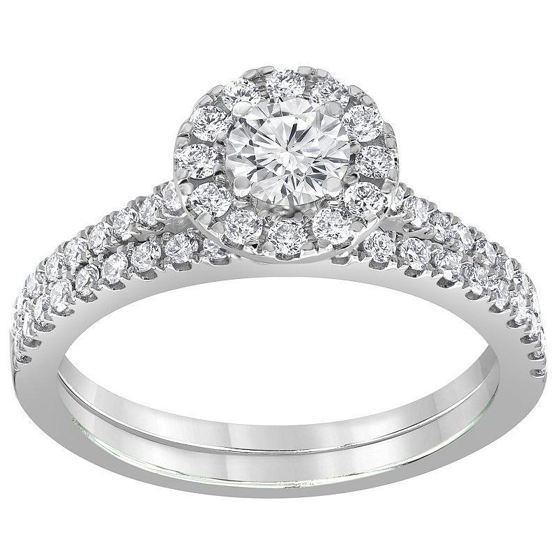 Evolv 14k White Gold 1 Carat T.W. Lab-Grown Diamond Engagement Ring Set, Womens Product Image