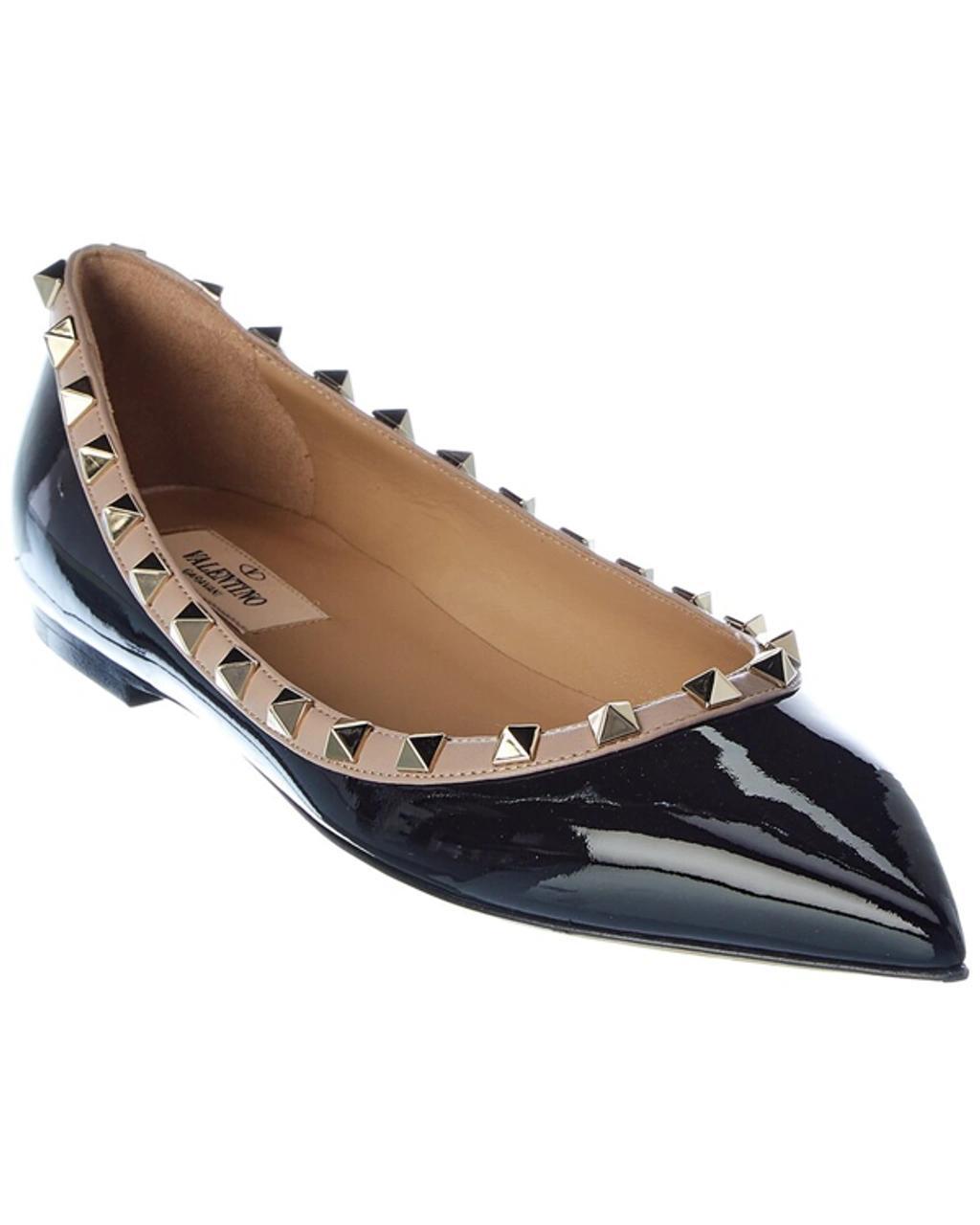 VALENTINO GARAVANI Rockstud Patent Flat In Black product image