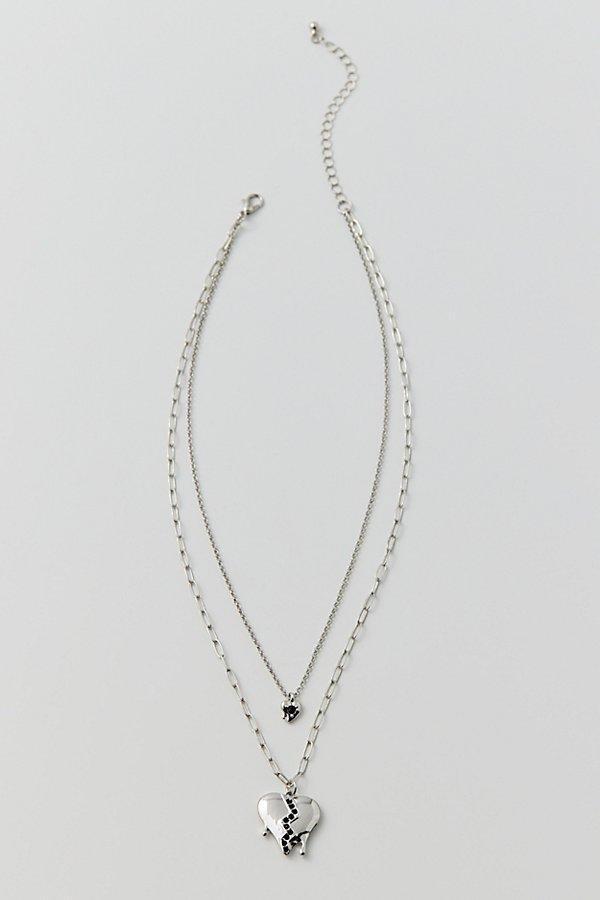 Broken Hearts Layered Necklace Womens at Urban Outfitters Product Image