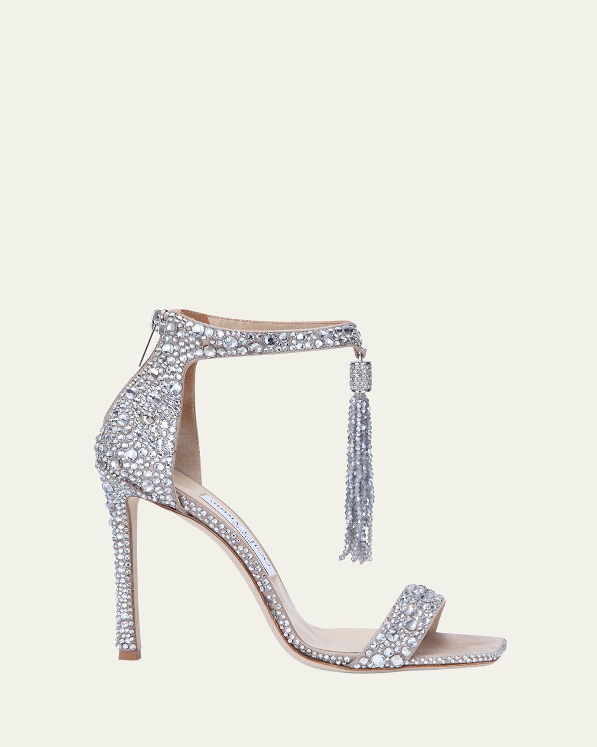 Vinca Crystal Tassel Stiletto Sandals Product Image