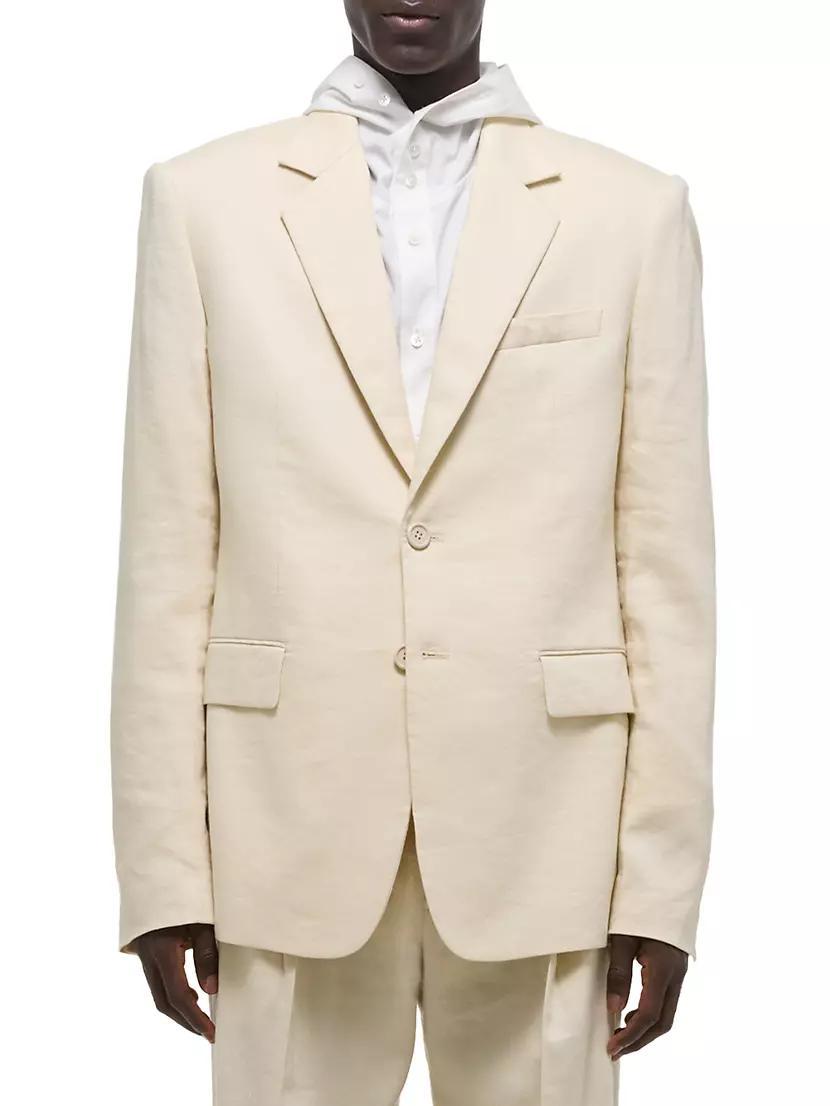 Classic Linen-Blend Blazer Product Image