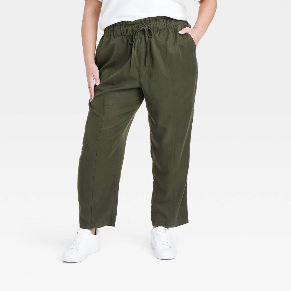 Womens High-Rise Tapered Ankle Pull-On Joggers - A New Day Olive 2X product image