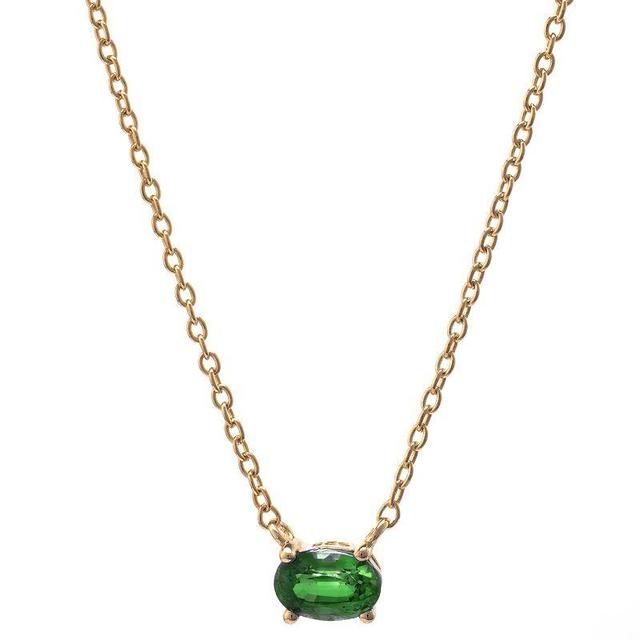 Gemistry 14k Gold Green Chrome Diopside Pendant Necklace, Womens Product Image