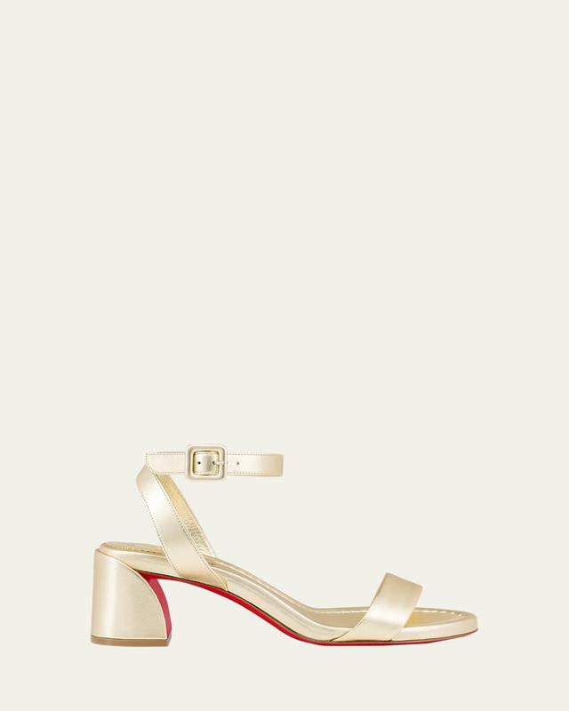 Miss Sabina Metallic Red Sole Ankle-Strap Sandals Product Image