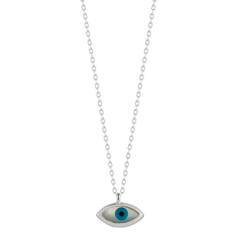 Sunkissed Sterling Dainty Evil Eye Pendant Necklace, Womens Silver Tone Product Image