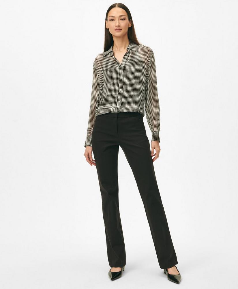 Relaxed Houndstooth Blouse in Chiffon with Removable Camisole Product Image