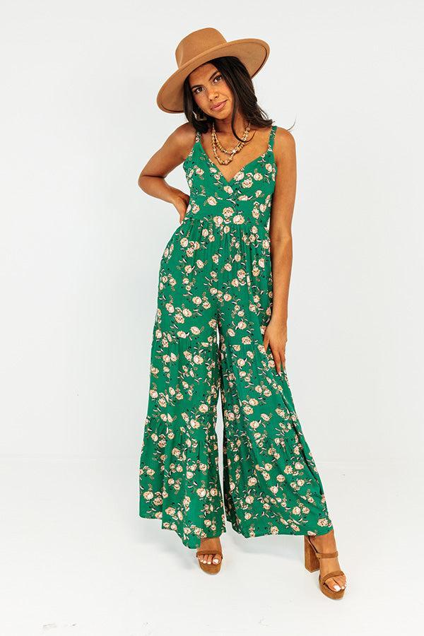 All Of A Sudden Floral Jumpsuit In Green Product Image