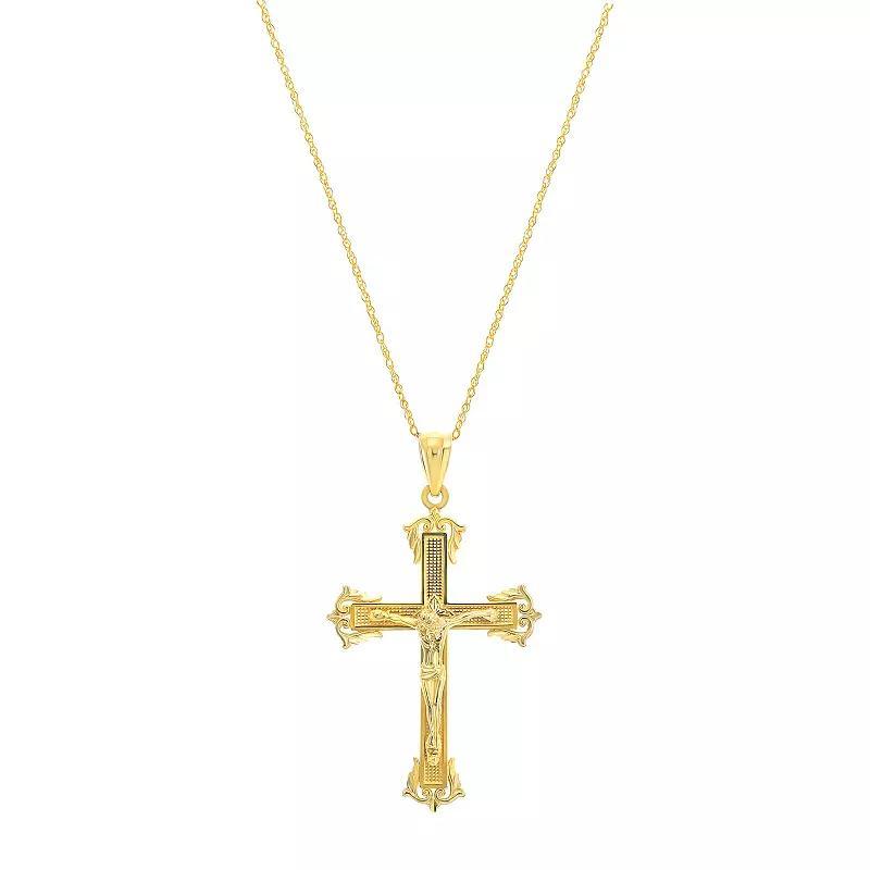 Forever 14K 14k Gold Diamond Cut Large Crucifix Pendant Necklace, Womens Yellow Product Image