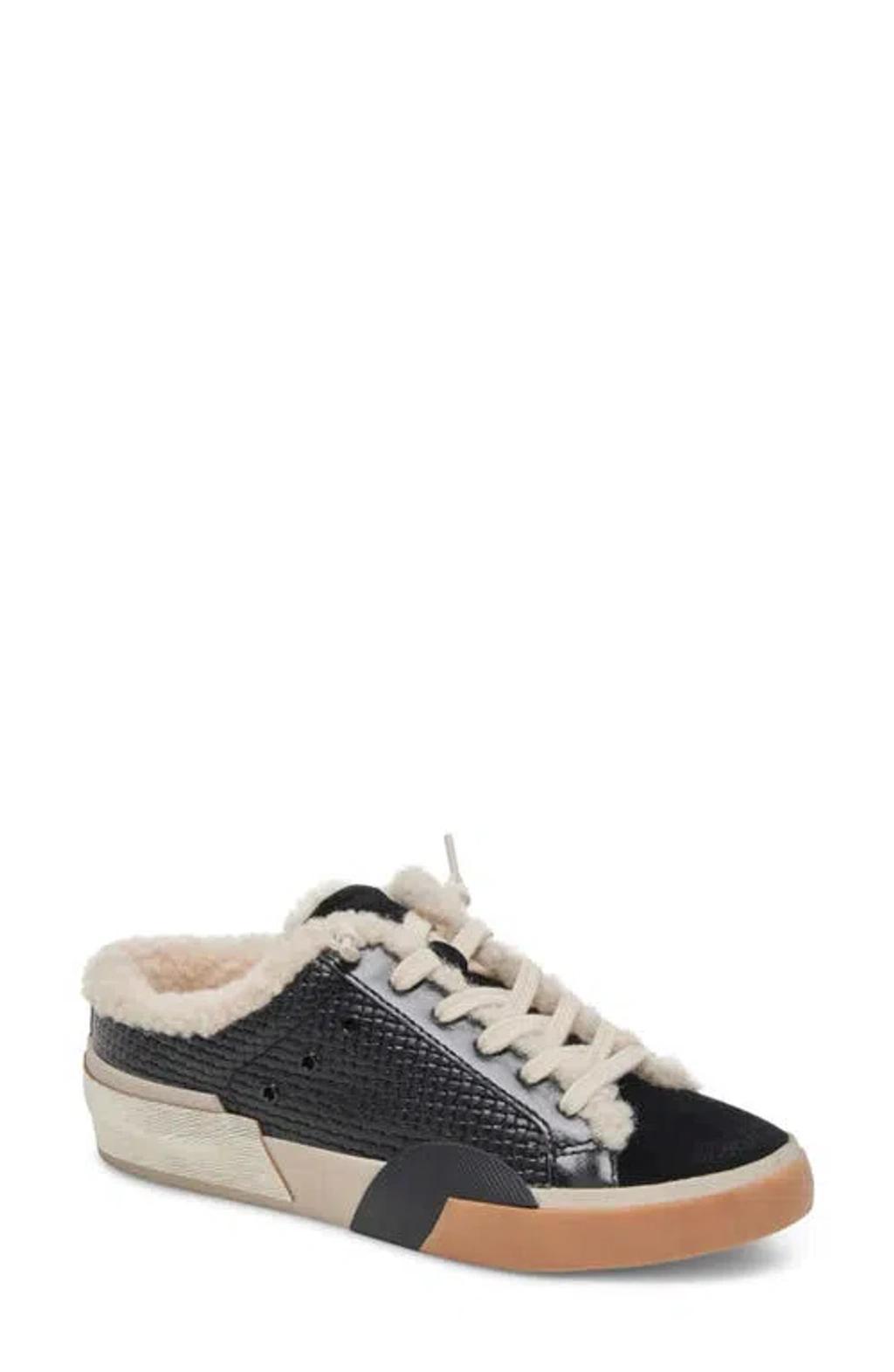 Zantel Faux Shearling Lined Slip-on Sneaker In Black Woven Product Image