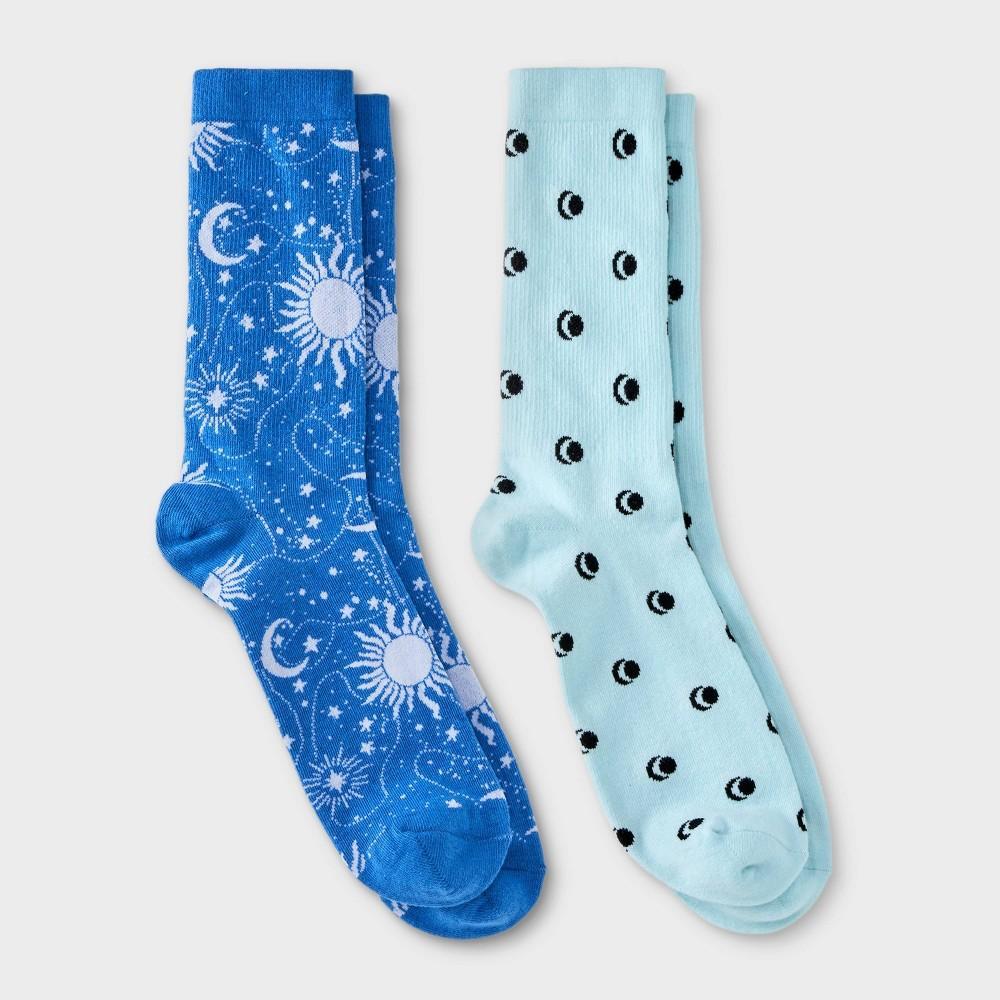 Mens Moon & Stars Print Crew Socks 2pk - Original Use 6-12 Product Image