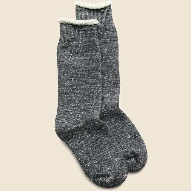 Merino Wool Double Face Crew Sock - Charcoal Product Image