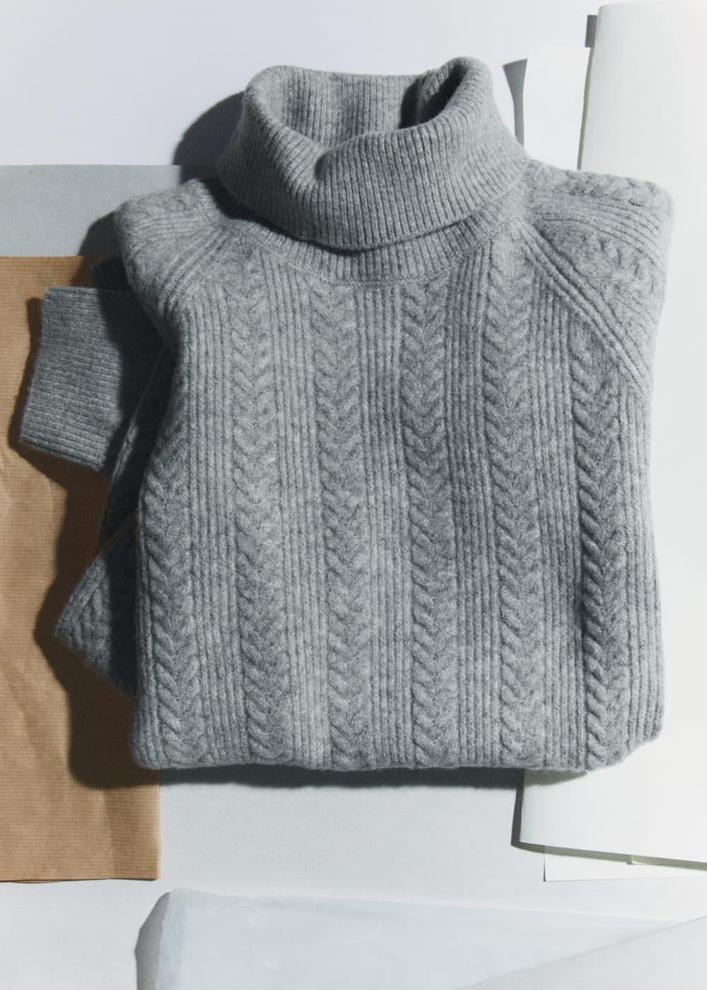 MANGO MAN - Twisted turtleneck sweater light heather greyMen Product Image