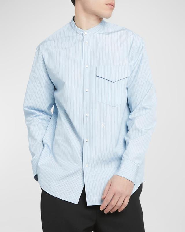 Mens Striped Logo Embroidered Button-Front Shirt Product Image