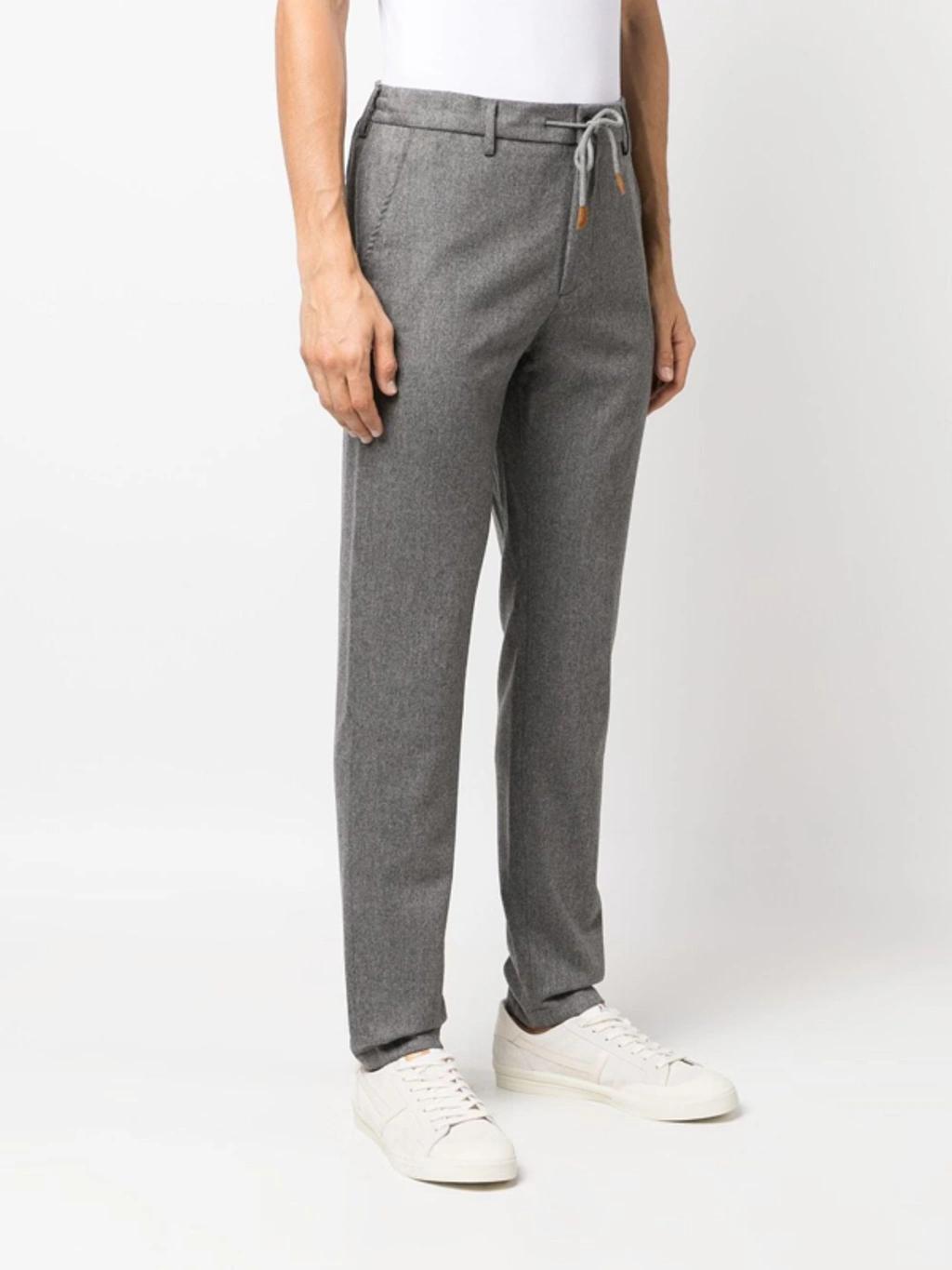 Mid-rise Tapered-leg Trousers In Grey Product Image