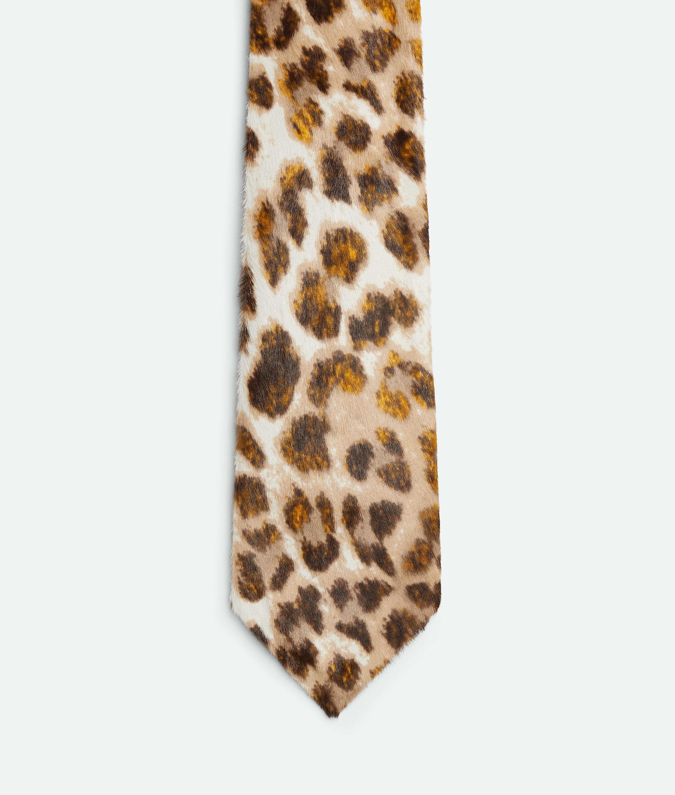 Men's Printed Leather Tie in White/beige/black/orange Product Image