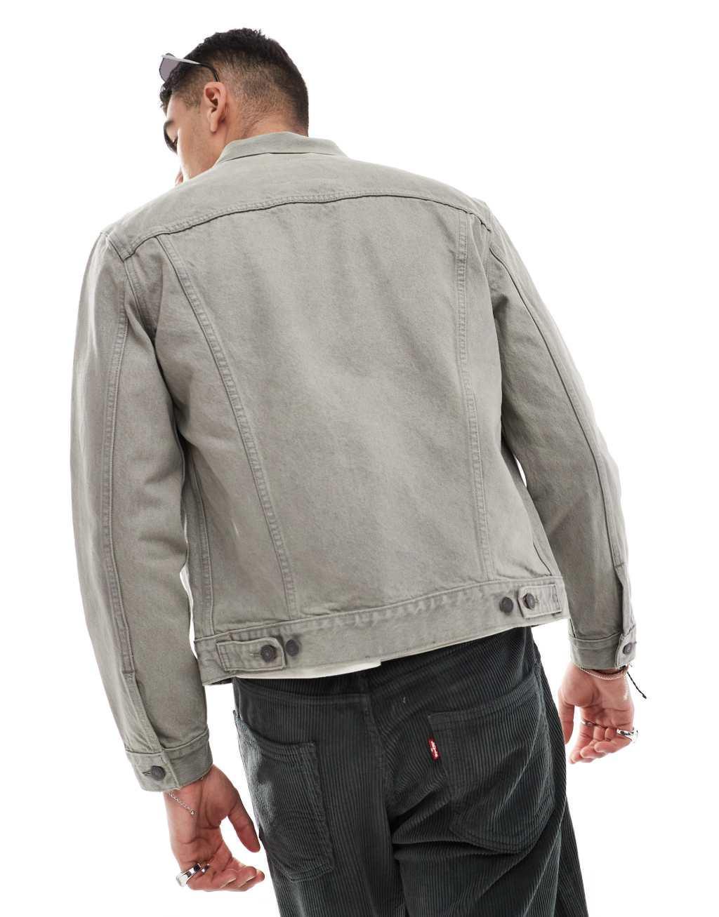 Levi's The Trucker overdyed denim jacket in green Product Image