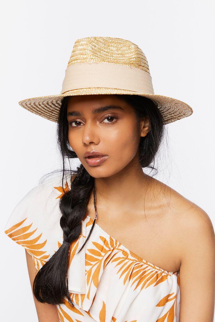 Ribbon-Trim Straw Fedora | Forever 21 Product Image