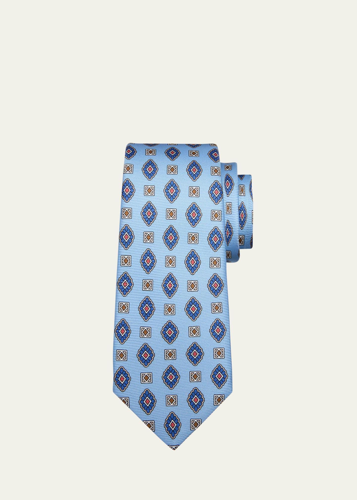 Mens Silk Geometric-Print Tie Product Image