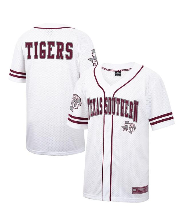 Mens Colosseum White, Maroon Texas Southern Tigers Free Spirited Baseball Jersey - White, Maroon Product Image