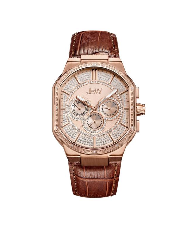 JBW Orion Rose Gold-Plated Mens Diamond-Accented Leather Watch Product Image